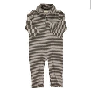 ME & HENRY GREEN STRIPE ROMPER Kingston Polo Romper Stripe
